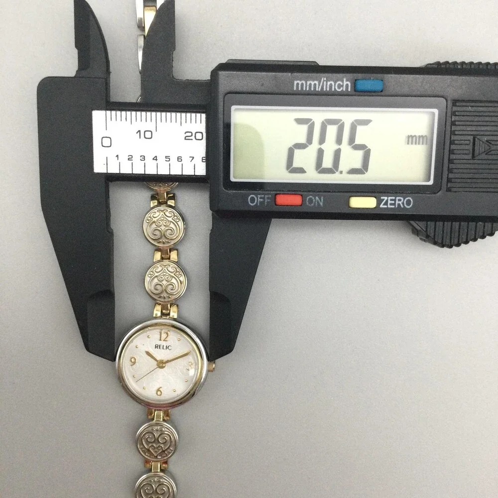 Relic Women Watch 21mm White Dial Two Tone ZR33588 Steel New Battery 7.5